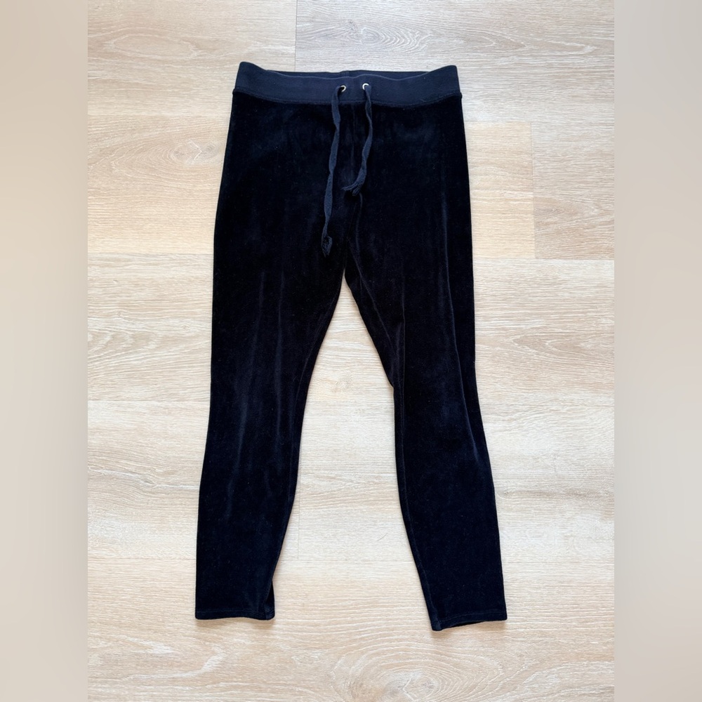 Juicy Couture Black Label Stretch Velour Rodeo Drive Leggings Y2K Drawstring S - Picture 3 of 8
